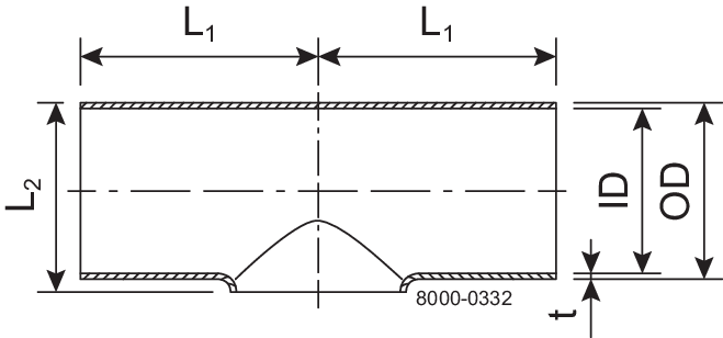 Riduttore a T 76,1 mm 50,8 mm ID grezzo / OD Pol 1.4401 (316) BS 4825