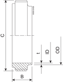 Maschio IDF 38,0 mm lavorato 1.4404 (316L) ISO 2037
