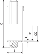 RJT maschio 76,1 mm lavorato 1.4307 (304L) BS 4825