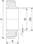 SMS maschio 51,0 mm lavorato 1.4404 (316L) ISO 2037
