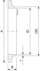 SMS maschio 38,0 mm lavorato 1.4404 (316L) ISO 2037