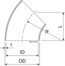 Bends 45 BS DN100 HSF3 1.4307 (304L) DIN 11852 EN 10374-A