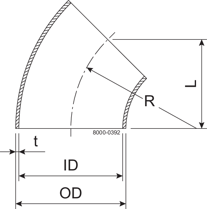 Curve 45 BS DN25 HSF2 1.4404 (316L) DIN 11852 EN 10374-A