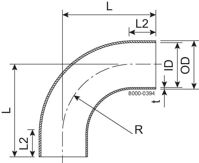 Curve 90 BL DN200 HSF2 1.4404 (316L) DIN 11852 EN 10374-A