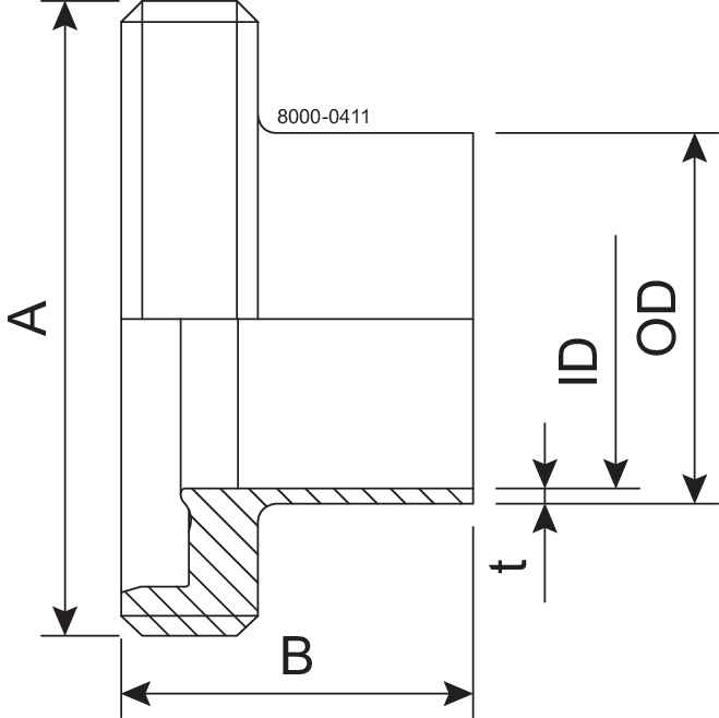 Male GS DN50 H3 1.4404 (316L) DIN 11864-1