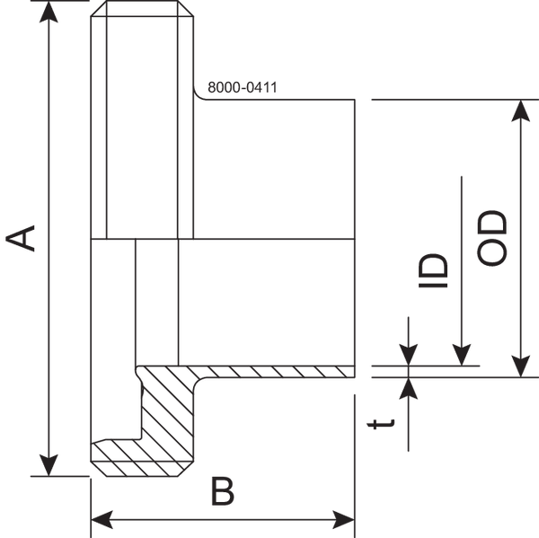 Maschio GS DN15 H3 1.4404 (316L) DIN 11864-1