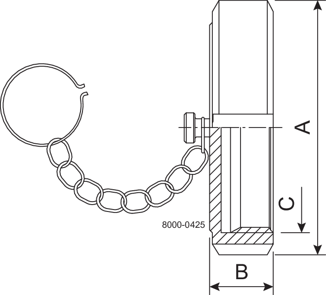 End cap With chain and nut DN50 HSF0 1.4404 (316L) Fit to DIN