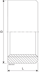 Mezza presa 1" 1.4404 (316L) Adatta a DIN