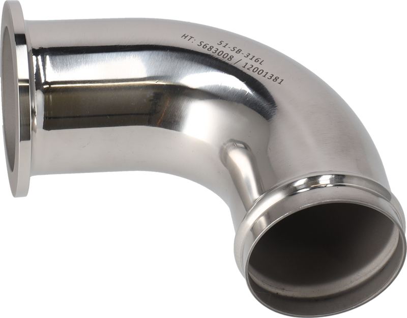 Tri-Clamp® Tubo flessibile curvato 25,0 mm SB 1.4404 (316L) ISO 2037