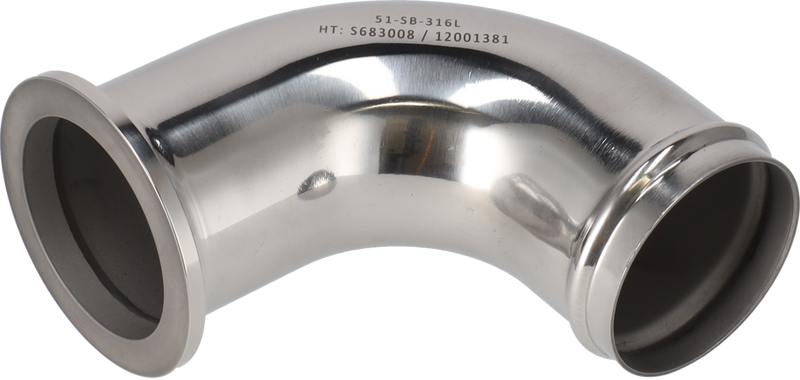 Tri-Clamp® Tubo flessibile curvato 38,0 mm SB 1.4404 (316L) ISO 2037