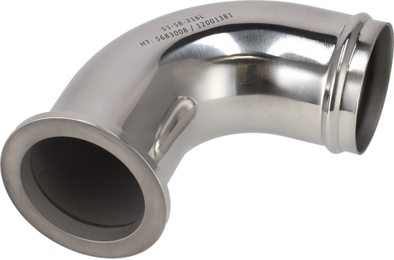 Tri-Clamp® Tubo flessibile curvato 38,0 mm SB 1.4404 (316L) ISO 2037