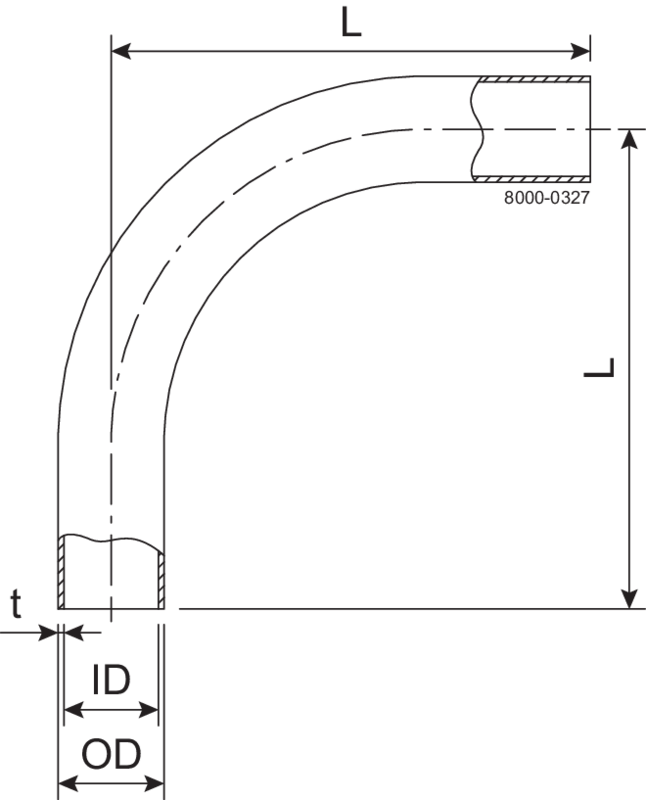 Curve 90 Lunghe 31,8 mm ID Grezzo / OD Pol 1.4307 (304L) ISO 2037
