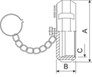 End cap With chain 51.0 mm Machined 1.4307 (304L) ISO 2037