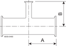 Tri-Clover® B7RMP Tee di riduzione 3" 2" SF1 (PL) 316L ASME BPE Estremità a morsetto