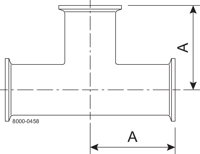 Tri-Clover® B7MP Tee uguale 0,75" SF4 (PM) 316L ASME BPE Estremità morsetto