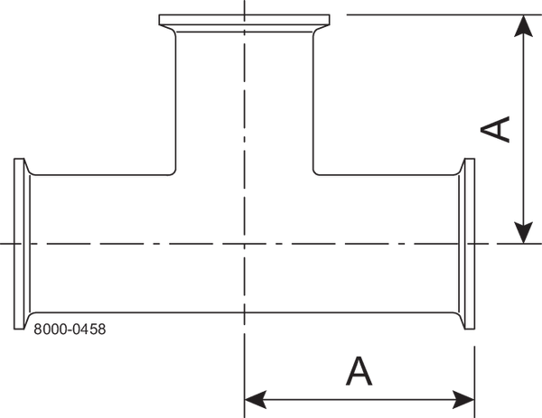 Tri-Clover® B7MP Tee uguale 4" SF4 (PM) 316L ASME BPE Estremità morsetto