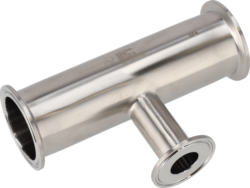 Tri-Clover® B7RMP Tee di riduzione 1,5" 0,5" SF4 (PM) 316L ASME BPE Estremità a morsetto
