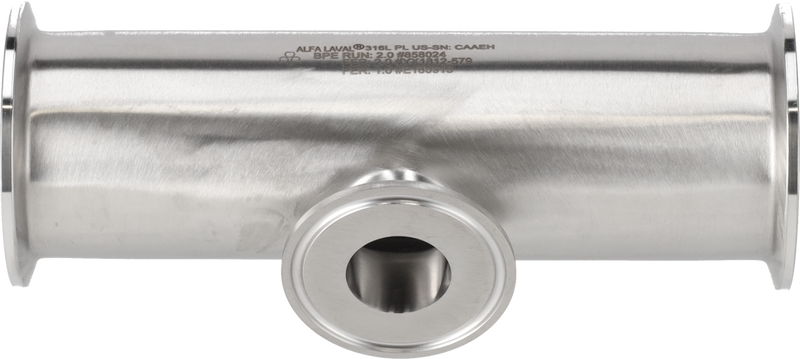 Tri-Clover® B7RMPS Tee di riduzione corto 2" 0,75" SF1 (PL) 316L ASME BPE Estremità a morsetto