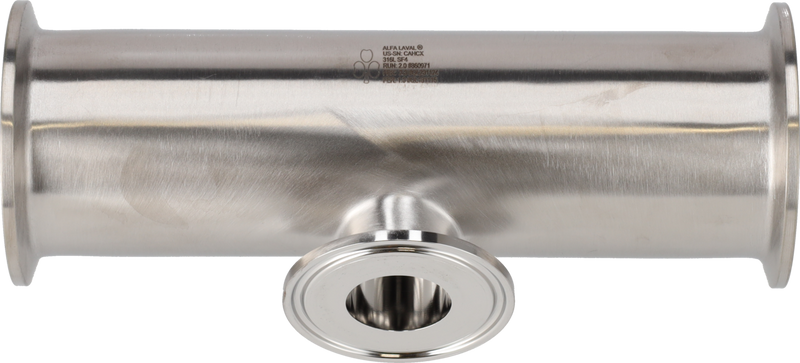 Tri-Clover® B7RMPS Tee di riduzione corto 2" 0,75" SF4 (PM) 316L ASME BPE Estremità a morsetto