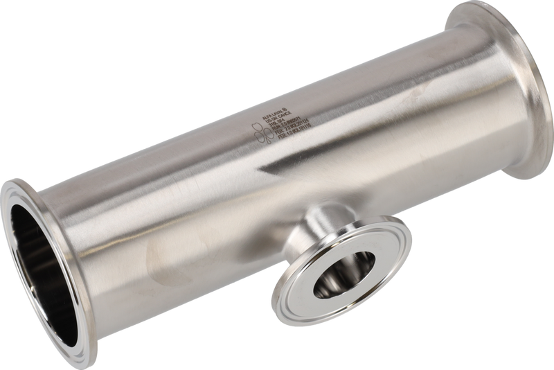 Tri-Clover® B7RMPS Tee di riduzione corto 2" 0,75" SF4 (PM) 316L ASME BPE Estremità a morsetto
