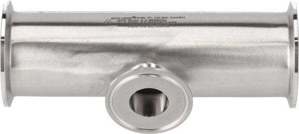 Tri-Clover® B7RMPS Tee di riduzione corto 4" 3" SF1 (PL) 316L ASME BPE Estremità a morsetto